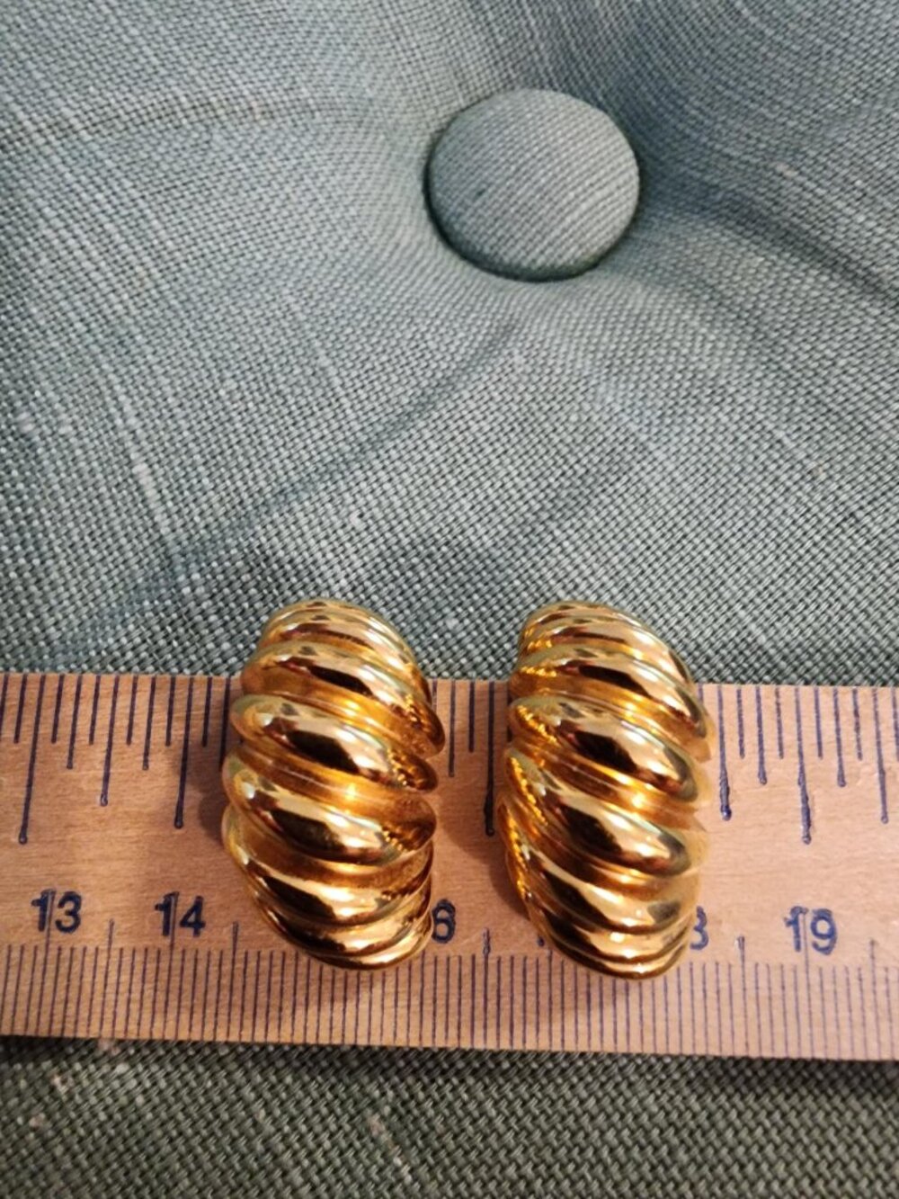 St. John Hoop "Croissant" earrings in gold plate, circa 1980s